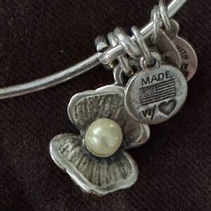 Alex and Ani Silver Charm Bracelet Oyster with Pearl